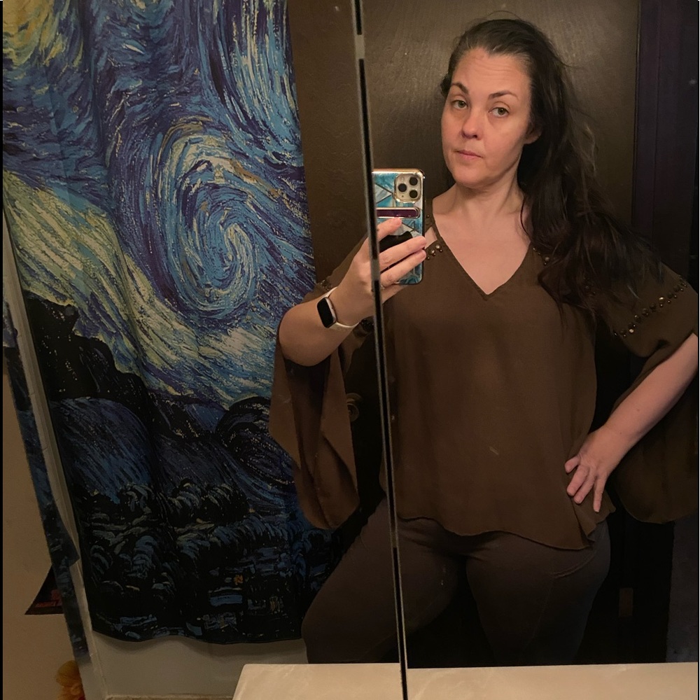 Rock & Republic Olive Green 3/4 Sleeve Blouse Size Large